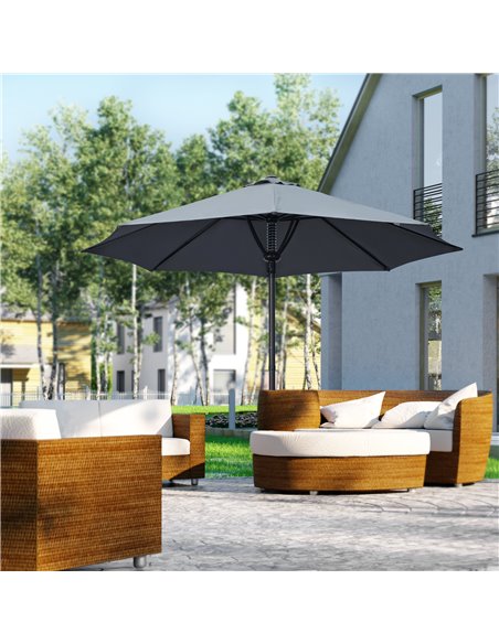 Outsunny Garden Parasol Umbrella, Outdoor Market Table Umbrella Sun Shade Canopy with 8 Ribs, Grey 84D-235V00GY - pic 50534 | FastDaddyshop