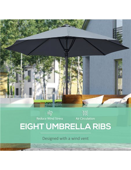 Outsunny Garden Parasol Umbrella, Outdoor Market Table Umbrella Sun Shade Canopy with 8 Ribs, Grey 84D-235V00GY - pic 50536 | FastDaddyshop