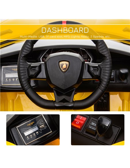 HOMCOM Compatible 12V Battery-powered Kids Electric Ride On Car Lamborghini Aventador Sports Racing Car Toy with Parental Remote - pic 5054 | FastDaddyshop