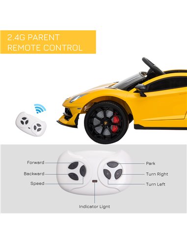 HOMCOM Compatible 12V Battery-powered Kids Electric Ride On Car Lamborghini Aventador Sports Racing Car Toy with Parental Remote