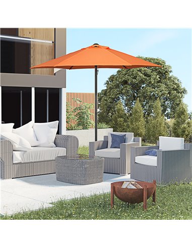 Outsunny 2m Patio Parasols Umbrellas, Outdoor Sun Shade with 6 Sturdy Ribs for Balcony, Bench, Garden, Orange 84D-159V00OG