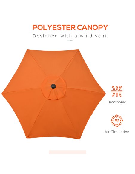 Outsunny 2m Patio Parasols Umbrellas, Outdoor Sun Shade with 6 Sturdy Ribs for Balcony, Bench, Garden, Orange 84D-159V00OG - pic 50556 | FastDaddyshop