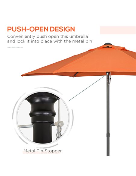 Outsunny 2m Patio Parasols Umbrellas, Outdoor Sun Shade with 6 Sturdy Ribs for Balcony, Bench, Garden, Orange 84D-159V00OG - pic 50557 | FastDaddyshop