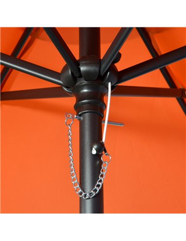 Outsunny 2m Patio Parasols Umbrellas, Outdoor Sun Shade with 6 Sturdy Ribs for Balcony, Bench, Garden, Orange 84D-159V00OG