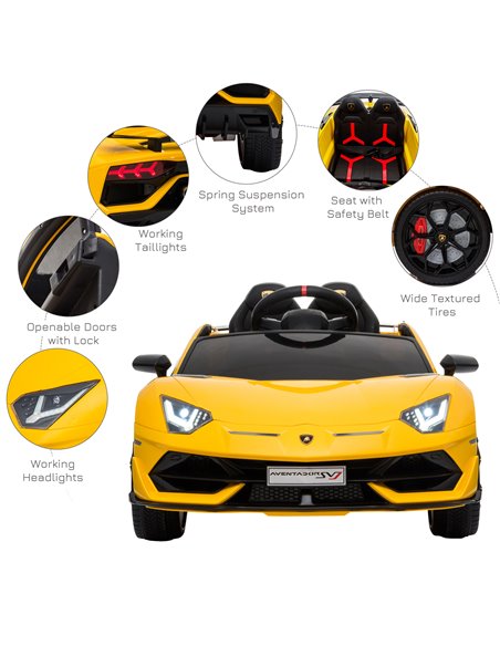 HOMCOM Compatible 12V Battery-powered Kids Electric Ride On Car Lamborghini Aventador Sports Racing Car Toy with Parental Remote - pic 5056 | FastDaddyshop