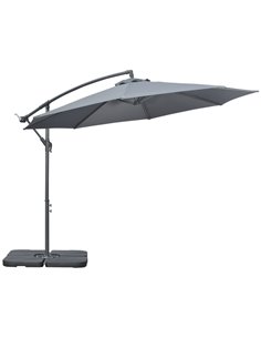 Outsunny 3(m) Garden Parasol Sun Shade Banana Umbrella Cantilever with Crank Handle, Cross Base Dark Grey 84D-096V02CG