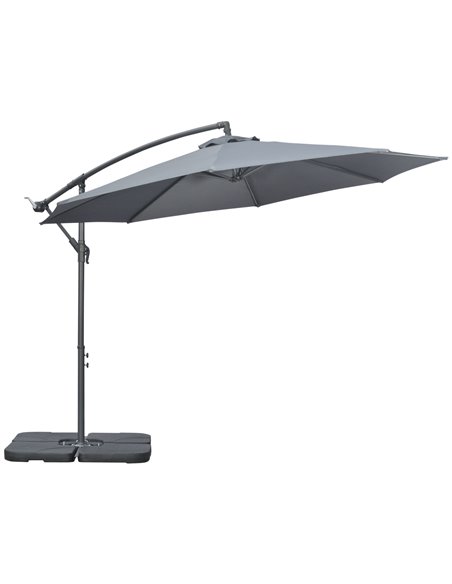 Outsunny 3(m) Garden Parasol Sun Shade Banana Umbrella Cantilever with Crank Handle, Cross Base Dark Grey 84D-096V02CG - pic 50569 | FastDaddyshop