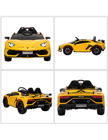 HOMCOM Compatible 12V Battery-powered Kids Electric Ride On Car Lamborghini Aventador Sports Racing Car Toy with Parental Remote