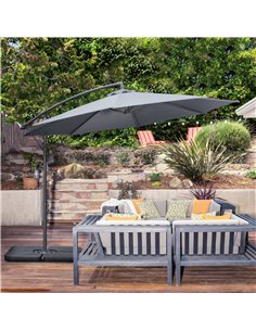 Outsunny 3(m) Garden Parasol Sun Shade Banana Umbrella Cantilever with Crank Handle, Cross Base Dark Grey 84D-096V02CG 2