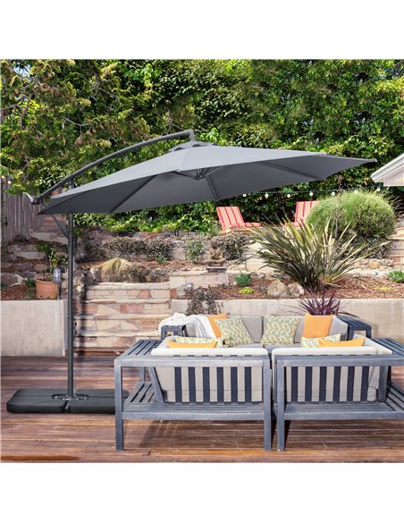 Outsunny 3(m) Garden Parasol Sun Shade Banana Umbrella Cantilever, Dark Grey 84D-096V02CG - pic 50570 | FastDaddyshop