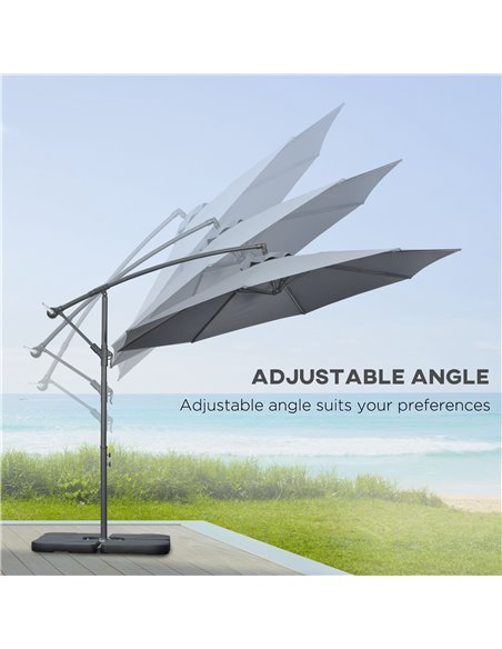 Outsunny 3(m) Garden Parasol Sun Shade Banana Umbrella Cantilever with Crank Handle, Cross Base Dark Grey 84D-096V02CG - pic 50573 | FastDaddyshop