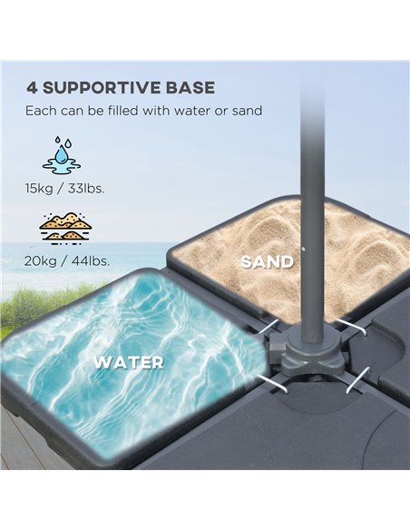 Outsunny 3(m) Garden Parasol Sun Shade Banana Umbrella Cantilever with Crank Handle, Cross Base Dark Grey 84D-096V02CG - pic 50576 | FastDaddyshop