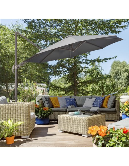 Outsunny 3(m) Cantilever Parasol 360° Rotation Roma Umbrella, Dark Grey 840-122V00CG - pic 50579 | FastDaddyshop