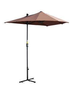 Outsunny 2m Half Parasol Market Umbrella, Garden Parasol, Coffee 84D-175V00CF