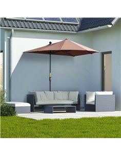 Outsunny 2m Half Parasol Market Umbrella, Garden Parasol, Coffee 84D-175V00CF 2