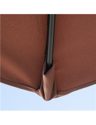 Outsunny 2m Half Parasol Market Umbrella Garden Balcony Parasol with Crank Handle, Base, Double-Sided Canopy, Coffee 84D-175V00C