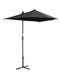 Outsunny 2m Half Parasol Market Umbrella Garden Parasol, Black 84D-175V00BK