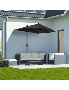 Outsunny 2m Half Parasol Market Umbrella Garden Parasol, Black 84D-175V00BK 2