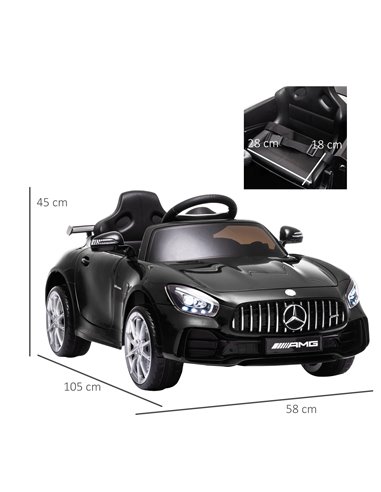 HOMCOM Compatible 12V Battery-powered 2 Motors Kids Electric Ride On Car GTR Toy with Parental Remote Control Music Lights MP3 f