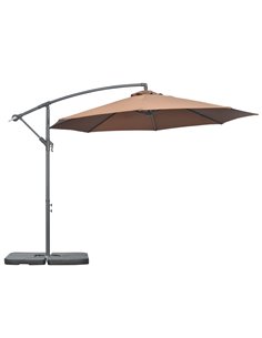 Outsunny 3(m) Garden Banana Parasol Cantilever Umbrella, Coffee 84D-096V01CF