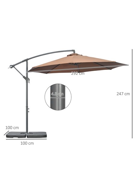 Outsunny 3(m) Garden Banana Parasol Cantilever Umbrella with Crank Handle, Cross Base, Weights and Cover for Outdoor, Hanging Su - pic 50607 | FastDaddyshop