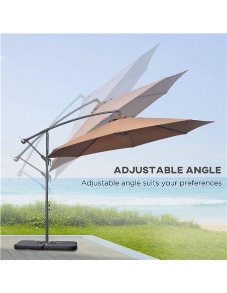 Outsunny 3(m) Garden Banana Parasol Cantilever Umbrella with Crank Handle, Cross Base, Weights and Cover for Outdoor, Hanging Su - pic 50609 | FastDaddyshop