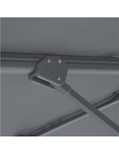 Outsunny 3(m) Square Outdoor Umbrella Patio Sun Umbrella with Crank & Tilt LED Solar Light Cross Base 360° Rotating Outdoor, Dar