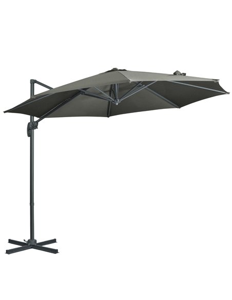 Outsunny 3 x 3(m) Cantilever Parasol Garden Umbrella, Grey 84D-052V00GY - pic 50632 | FastDaddyshop