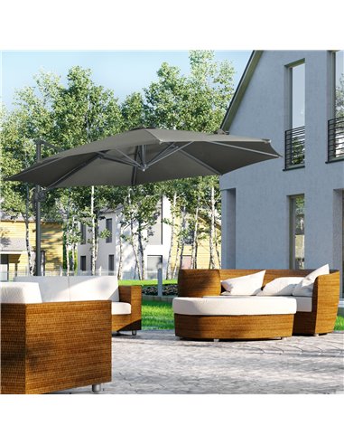Outsunny 3 x 3(m) Cantilever Parasol Garden Umbrella, Grey 84D-052V00GY