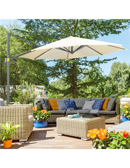 Outsunny 3 x 3(m) Cantilever Parasol Garden Umbrella, Cream White 84D-052V00CW - pic 50642 | FastDaddyshop