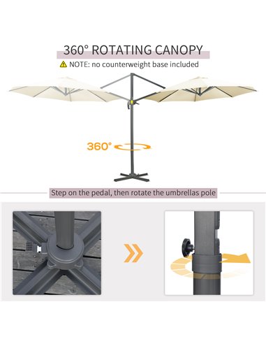 Outsunny 3 x 3(m) Cantilever Parasol with Cross Base, Garden Umbrella with 360° Rotation, Crank Handle and Tilt for Outdoor, Pat