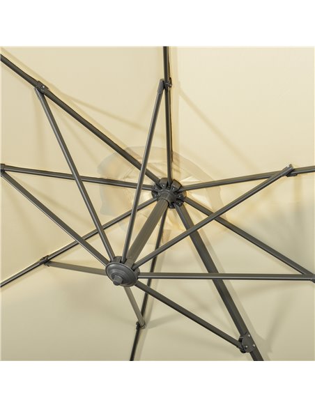 Outsunny 3 x 3(m) Cantilever Parasol with Cross Base, Garden Umbrella with 360° Rotation, Crank Handle and Tilt for Outdoor, Pat - pic 50649 | FastDaddyshop