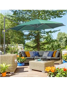 Outsunny 3 x 3(m) Cantilever Parasol Garden Umbrella, Green 84D-052V00GN 2