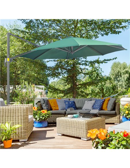 Outsunny 3 x 3(m) Cantilever Parasol Garden Umbrella, Green 84D-052V00GN - pic 50651 | FastDaddyshop