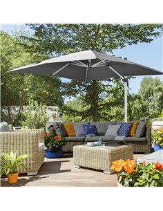 Outsunny 3 x 3(m) Cantilever Parasol Garden Umbrella, Grey 84D-086V00GY 2
