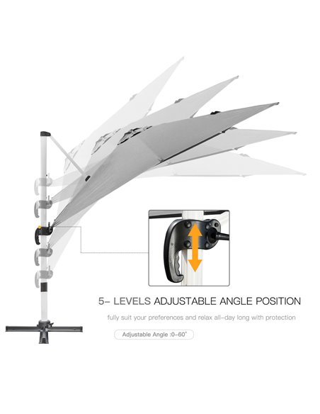 Outsunny 3 x 3(m) Cantilever Parasol, Square Garden Umbrella with Cross Base, Crank Handle, Tilt, 360° Rotation and Aluminium Fr - pic 50663 | FastDaddyshop