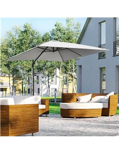 Outsunny 2.7 x 2.7 m Cantilever Parasol, Square Umbrella, Grey 84D-120V00GY 2