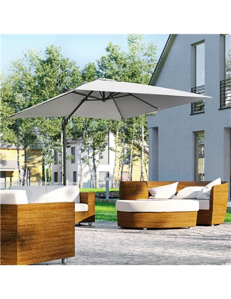 Outsunny 2.7 x 2.7 m Cantilever Parasol, Square Umbrella, Grey 84D-120V00GY - pic 50687 | FastDaddyshop