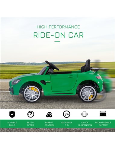 HOMCOM Compatible 12V Battery-powered 2 Motors Kids Electric Ride On Car GTR Toy with Parental Remote Control Music Lights MP3 f