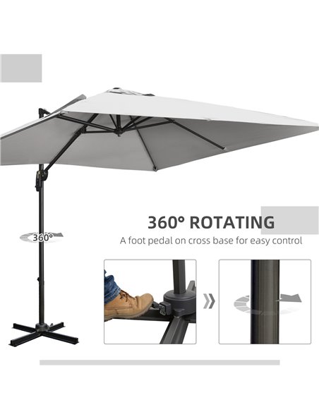 Outsunny 2.7 x 2.7 m Cantilever Parasol, Square Overhanging Umbrella with Cross Base, Crank Handle, Tilt, 360° Rotation and Alum - pic 50690 | FastDaddyshop