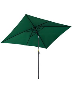 Outsunny 3x2m Patio Parasol Garden Umbrellas Canopy, Green 84D-013V00GN