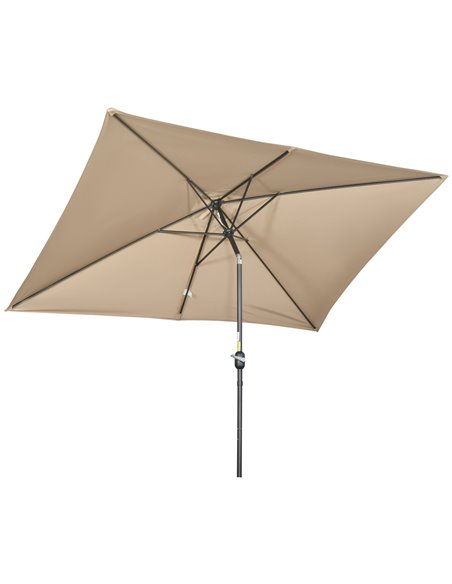 Outsunny 3x2m Patio Parasol Garden Umbrellas Canopy, Khaki 84D-013V00KK - pic 50713 | FastDaddyshop