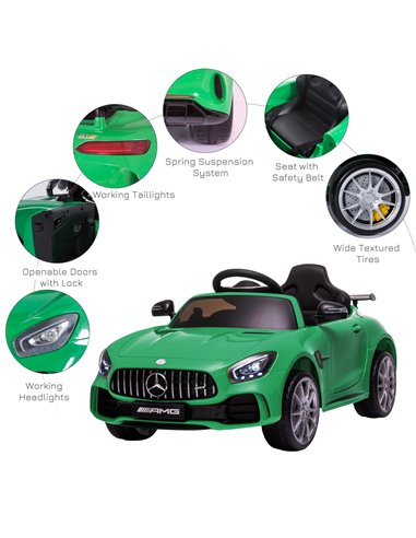 HOMCOM Compatible 12V Battery-powered 2 Motors Kids Electric Ride On Car GTR Toy with Parental Remote Control Music Lights MP3 f