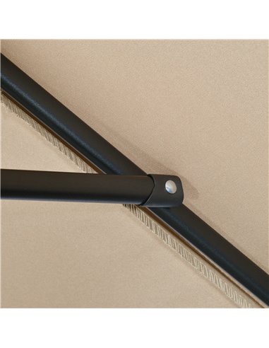 Outsunny 3x2m Patio Parasol Garden Umbrellas Canopy with Aluminum Tilt Crank Rectangular Sun Shade Steel, Khaki 84D-013V00KK