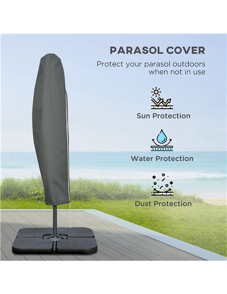 Outsunny 3(m) Garden Banana Parasol Cantilever Umbrella with Crank Handle, Cross Base, Weights and Cover for Outdoor, Hanging Su - pic 50728 | FastDaddyshop
