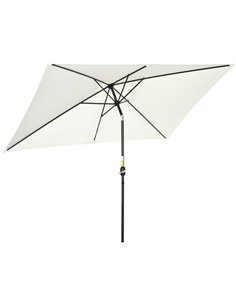 Outsunny 3x2m Patio Parasol Garden Umbrellas Canopy with Aluminum Tilt Crank Rectangular Sun Shade Steel, Cream White 84D-013V00