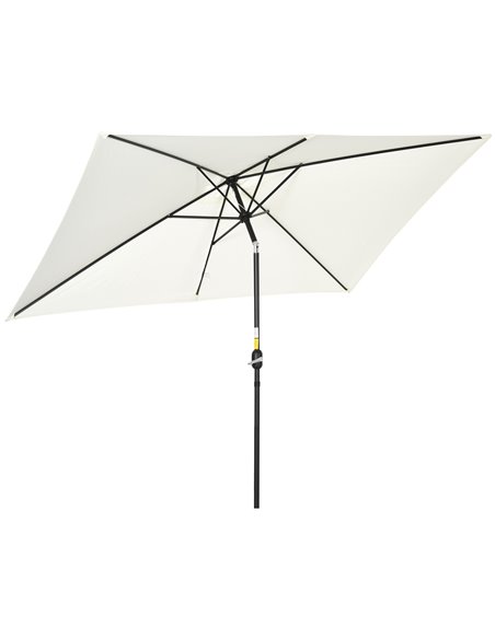 Outsunny 3x2m Patio Parasol Garden Umbrellas Canopy with Aluminum Tilt Crank Rectangular Sun Shade Steel, Cream White 84D-013V00 - pic 50731 | FastDaddyshop