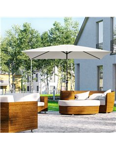 Outsunny 3x2m Patio Parasol Garden Umbrellas Canopy with Aluminum Tilt Crank Rectangular Sun Shade Steel, Cream White 84D-013V00 2