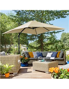 Outsunny 2.5 x 2.5m Patio Offset Parasol Umbrella, Cream White 84D-051V00CW 2
