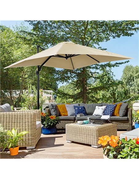 Outsunny 2.5 x 2.5m Patio Offset Parasol Umbrella, Cream White 84D-051V00CW - pic 50741 | FastDaddyshop